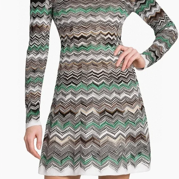Missoni Multicolor Chevron Long Sleeve sweater Dress - Picture 3 of 9